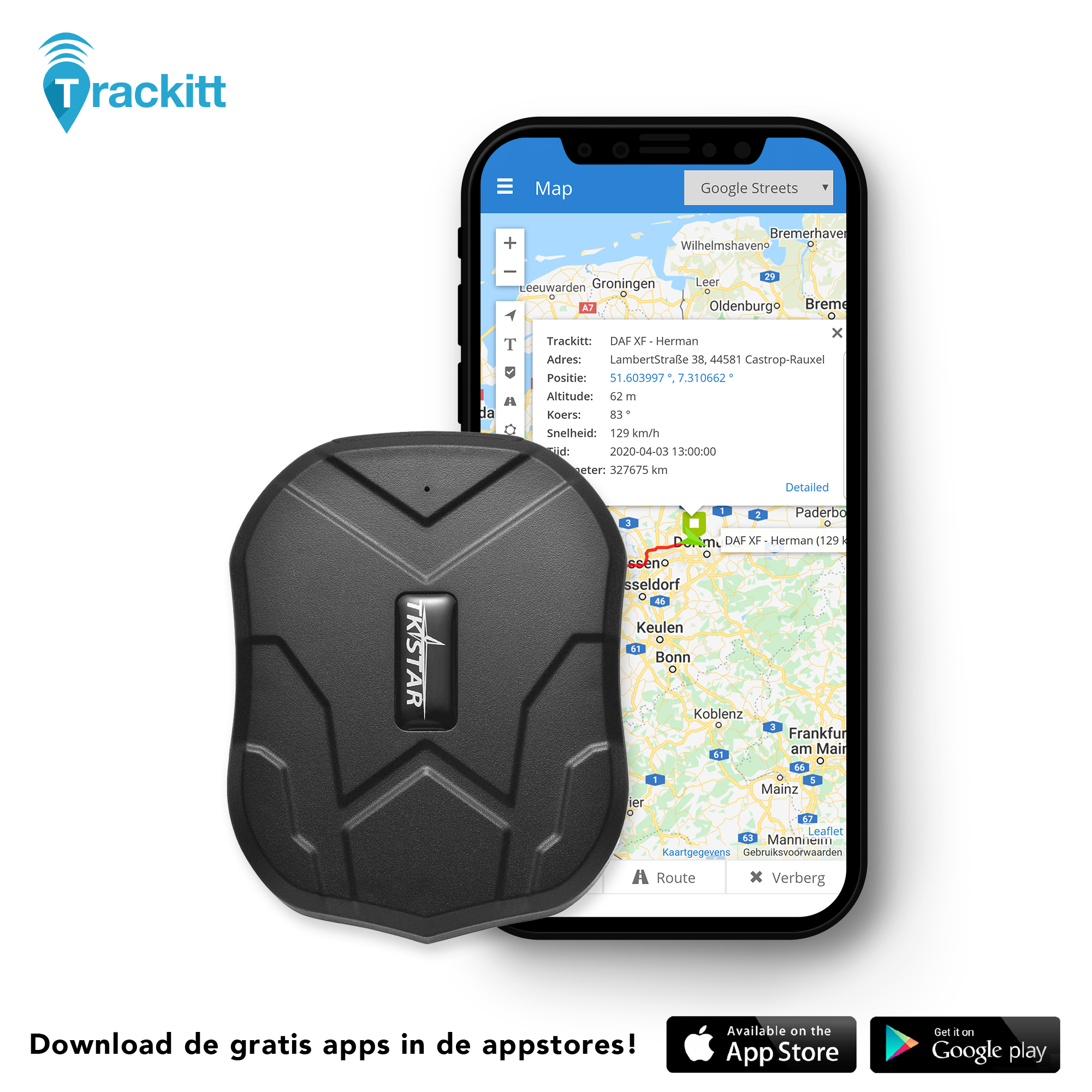 GPS Tracker met Magneet 90 DAGEN ACCU - LIVE VOLGEN